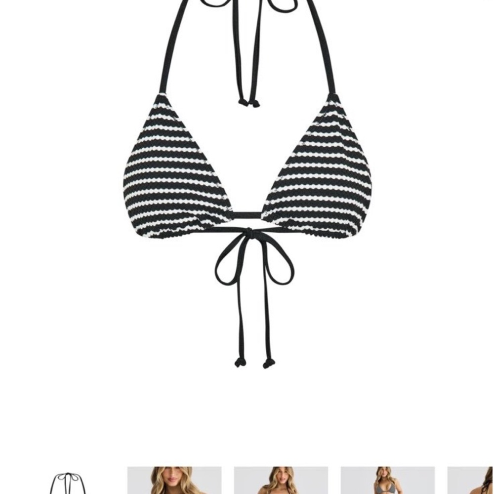 Black and White Striped Bikini Set